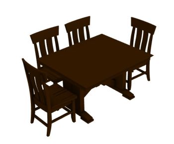 wooden dinning table with sitting of four 3d model .3dm format