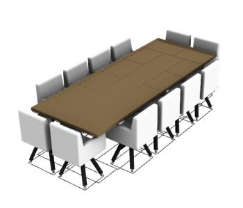modern dinning table with sitting of twelve 3d model .3dm format