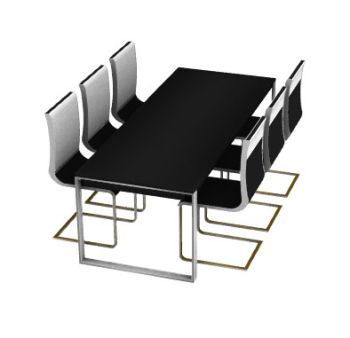 modern dinning table with sitting of six 3d model .3dm format