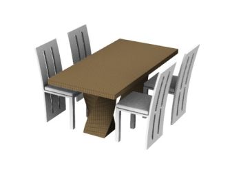 modern dinning table with sitting of four 3d model .3dm format