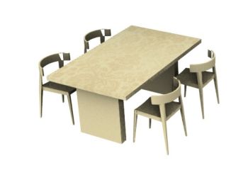 dinning table with four sitting 3d model .3dm format