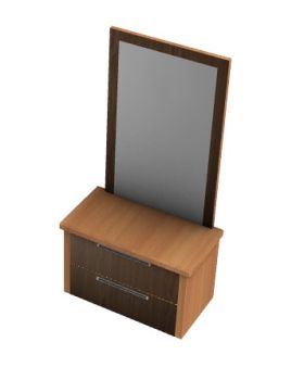 Modern wooden dresser with rectangular mirror 3d model .3dm format