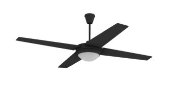 ceiling fan with four fins and a light attached 3d model .3dm format