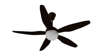 ceiling fan with five fins and attached light 3d model .3dm format