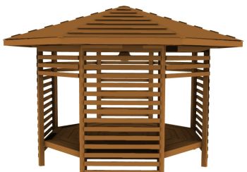 Gazebo with six support with sitting 3d model .3dm format
