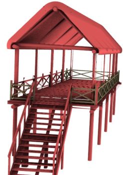 Gazebo with six support with sitting 3d model .3dm format