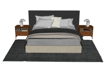 Brown leather bed with dark bed head sketchup