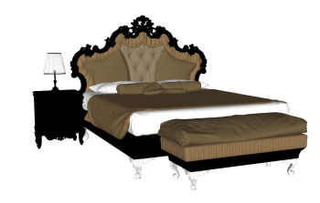 Dark wooden luxury bed with brown blanket sketchup