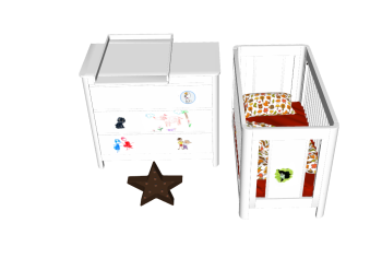 Baby bed and toys sketchup