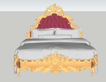Luxury golden bed with pink velvet sketchup