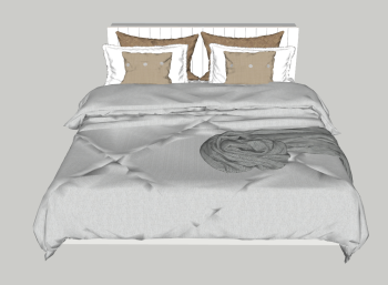 White bed with gray blanket sketchup