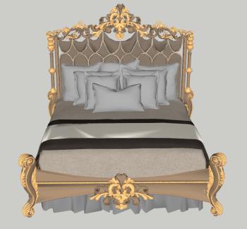 Luxury bed with golden pattern sketchup