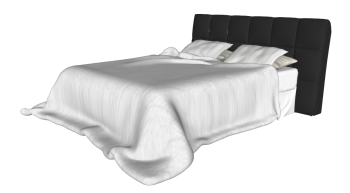 White bed with dark bed head sketchup