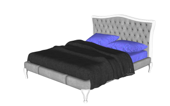 Neoclassic bed with dark blanket sketchup