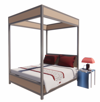 Bed with side table and lamp revit family