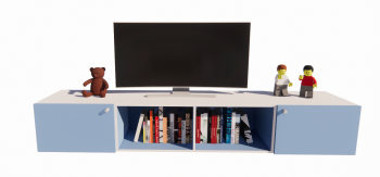 TV cabinet with decoration revit family