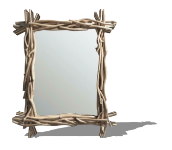 Decorative rectangle mirror with rattan border sketchup