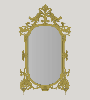 Decorative mirror with golden border and pattern sketchup