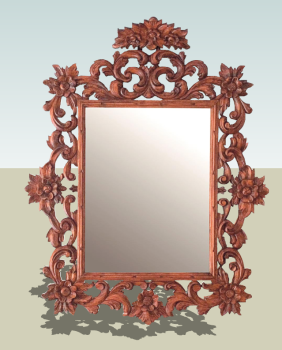 Decorative rectangle mirror with red wooden pattern sketchup