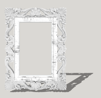 Decorative rectangle mirror with white wooden frame sketchup