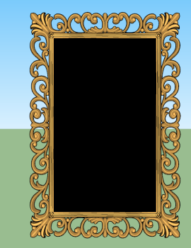 Decorative rectangle mirror with golden pattern sketchup