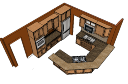 diseño de cocina con gabinete marrón y encimera de mármol marrón debajo del gabinete skp