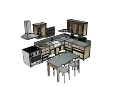 kitchen design with dining table (4 chairs) skp