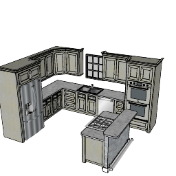 kitchen design with independent bar skp