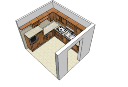 厨房设计，上面带有白色普通混凝土skp的浅褐色柜子