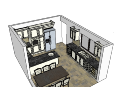 kitchen design with white cabinet and dining table(6 chairs), exhaust hood skp