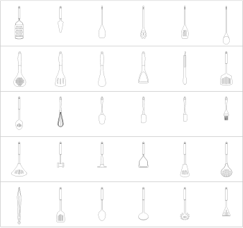 utensilios de cocina colección CAD dwg