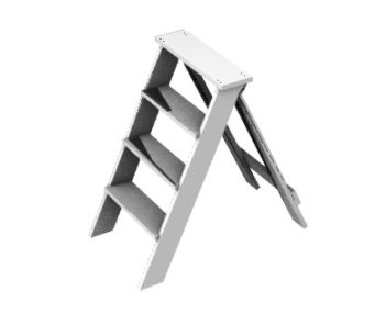 four point metal ladder with landing 3d model .3dm format