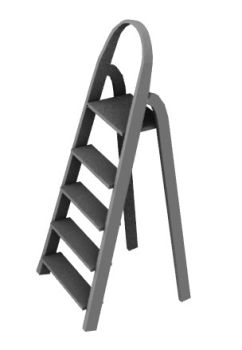 four point wooden ladder with landing 3d model .3dm format