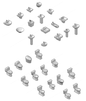 Современные туалеты и бассейны 3D CAD Collection