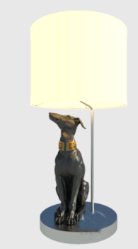 Lámpara de mesa con estatua de perro modelo revit