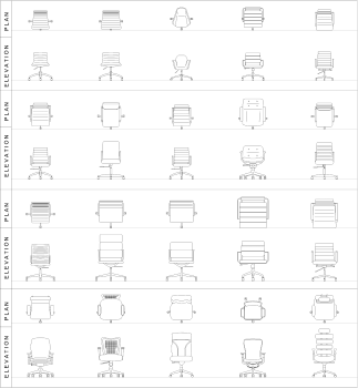 Cadeiras de escritório CAD coleção dwg