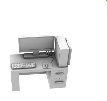 Modern designed  computer placed on a desk 3d model .3dm format
