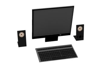 Modern computer with a pair of speaker 3d model .3dm format