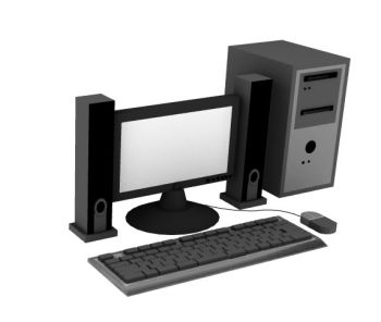 Modern desktop with a pair of speaker 3d model .3dm format