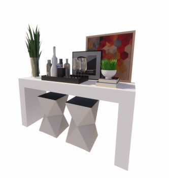 Decoration drinking table and 2 chairs revit family