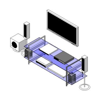 Revit Family 3d plasma screen with full_home theatre system 