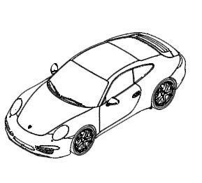 Porsche car design isometric .dwg drawing