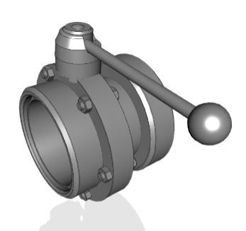 Butterfly valve with handle  Autocad 3D file