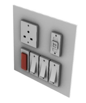 tablero de interruptores con enchufe, interruptor y luz de fusible modelo 3d formato .3dm