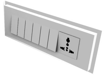 switch board with plug point and six switch 3d model .3dm format