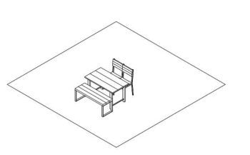 Table chair and bench isometric.dwg drawing
