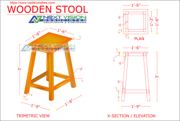 WOODEN STOOL Auto CAD DWG