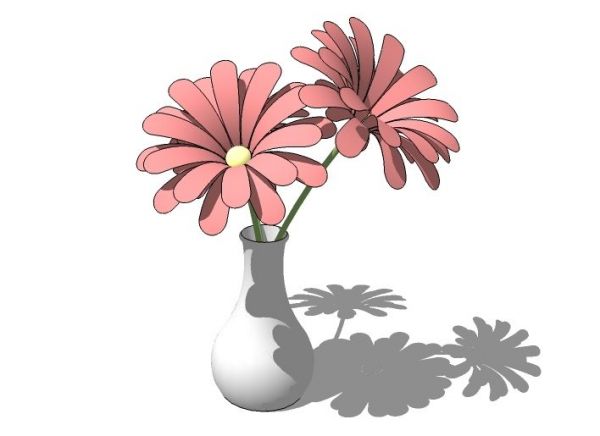Flores en florero modelo de SketchUp