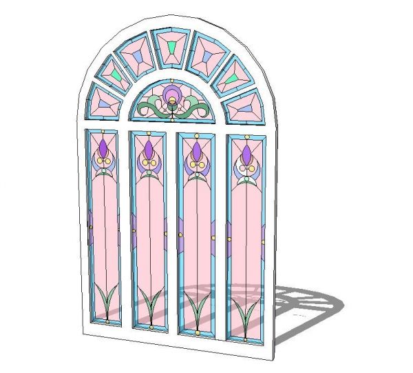 Art Nouveau stained glass window Sketchup model