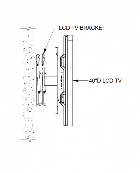 montaje en pared TV LCD CAD detalle